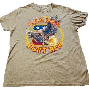 Patriotic Bald Eagle "These Colors Don't Run" Brown Short Sleeve T-Shirt Size 2X
